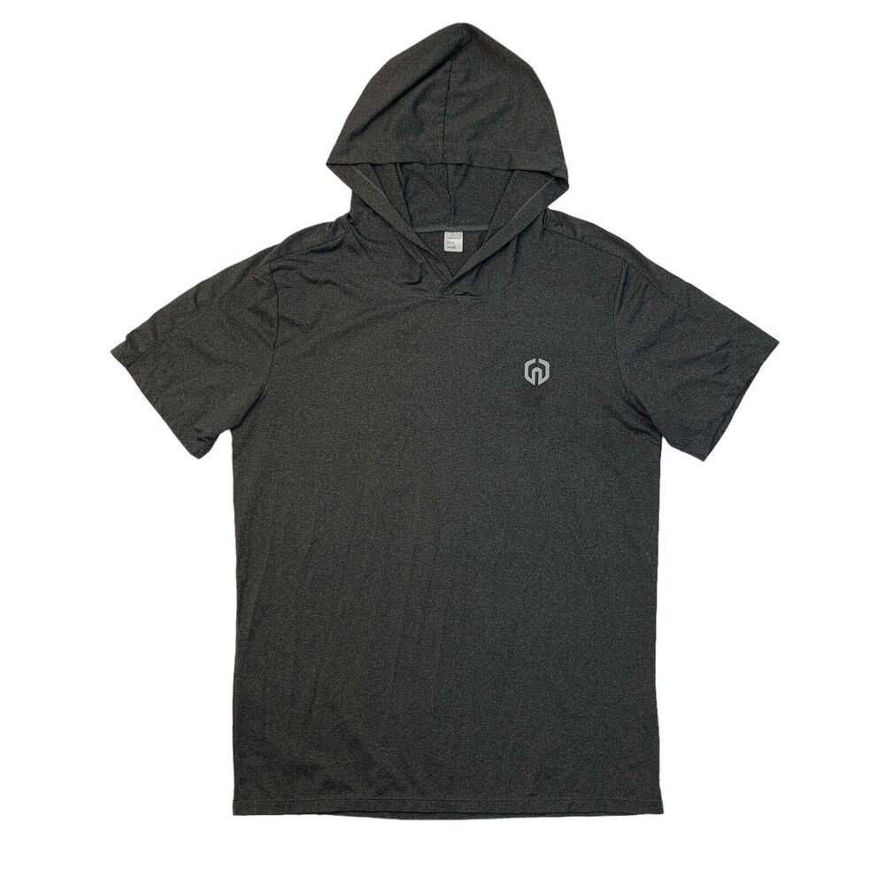 Neleus Hoodie Mens M Medium Grey Short Sleeve Lightweight Gym Running Workout